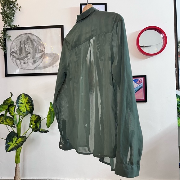 Beautiful embroidery shirt transparent- khaki - Picture 3 of 3